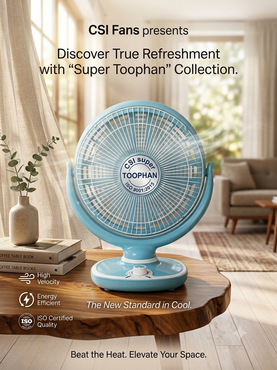Super Toophan Desk Fan 225mm (Sky Blue & White)